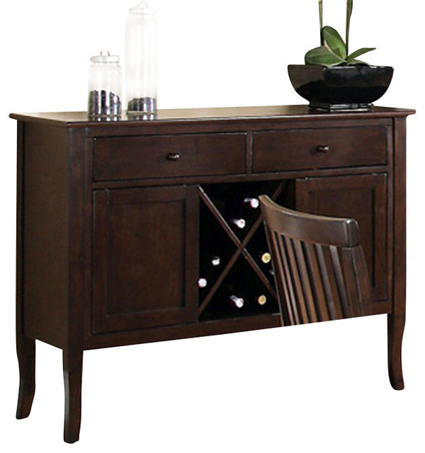 Steve Silver Candice Server with Wine Storage in Dark Espresso ...