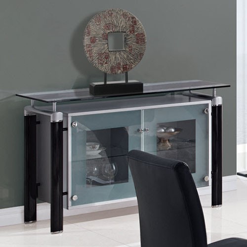 Global Furniture - Clear Glass Top Buffet with Black Legs - D88B-BL ...