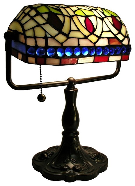 Country - Cottage Tiffany Style Bronze Bankers Desk Lamp - Modern ...